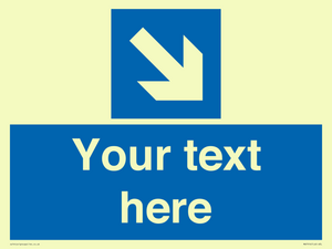 Custom Directional signage blue down right arrow 